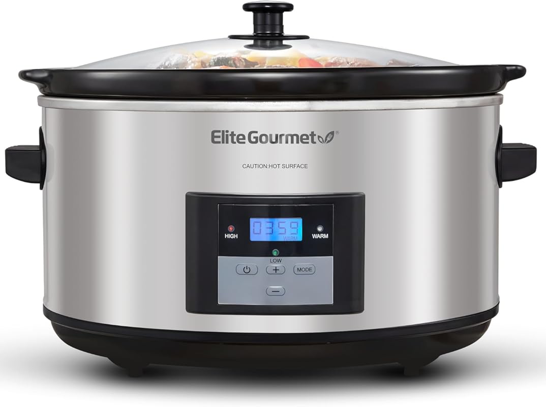Elite Gourmet 8.5-Quart Digital Programmable Slow Cooker with Adjustab