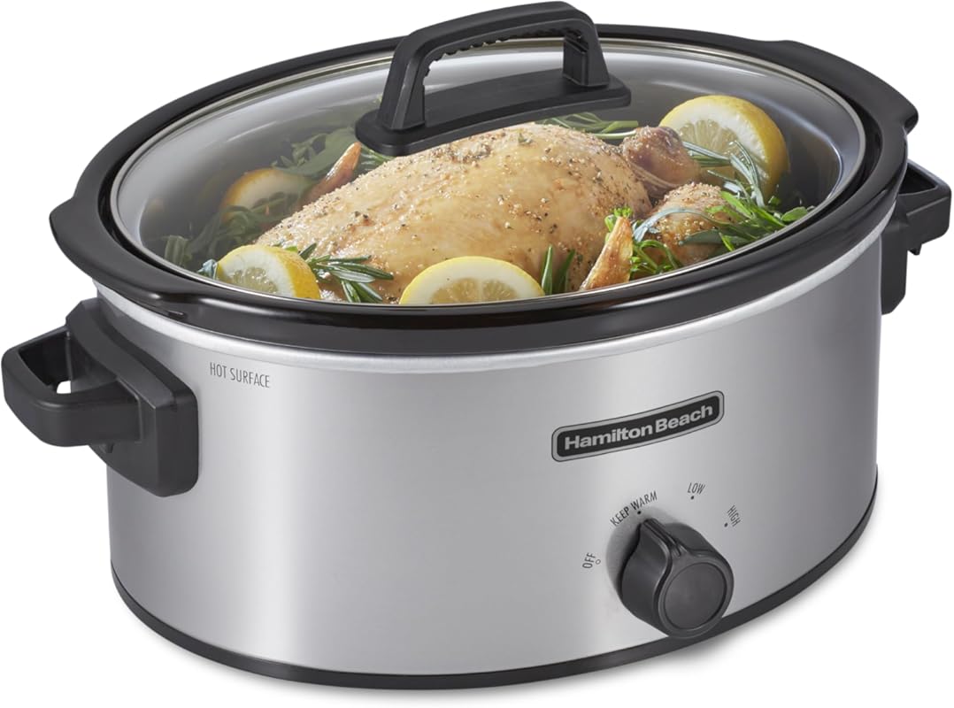 Hamilton Beach 6-Quart Slow Cooker with 3 Cooking Settings and Dishwas