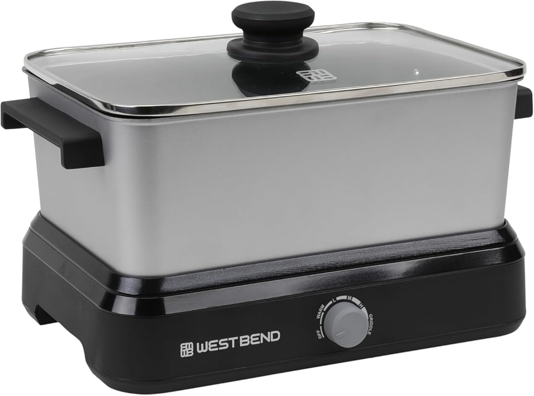 West Bend 5-Quart Slow Cooker with Non-stick Range and Oven-Safe Cooki