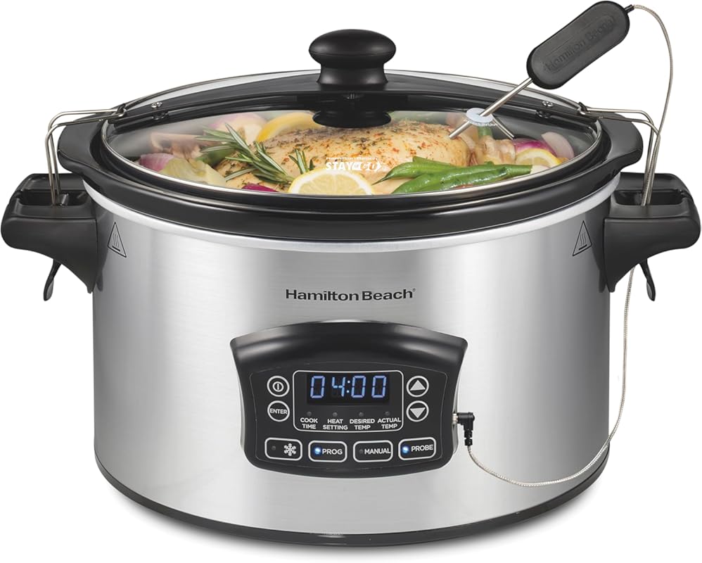 Hamilton Beach 6 Quart Portable Digital Slow Cooker for 5 Bean Chili, 