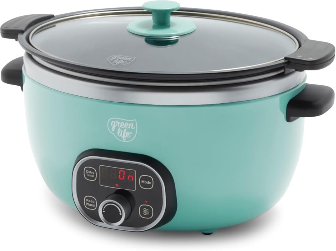 GreenLife 6-Quart Programmable Ceramic Slow Cooker with Removable Nons