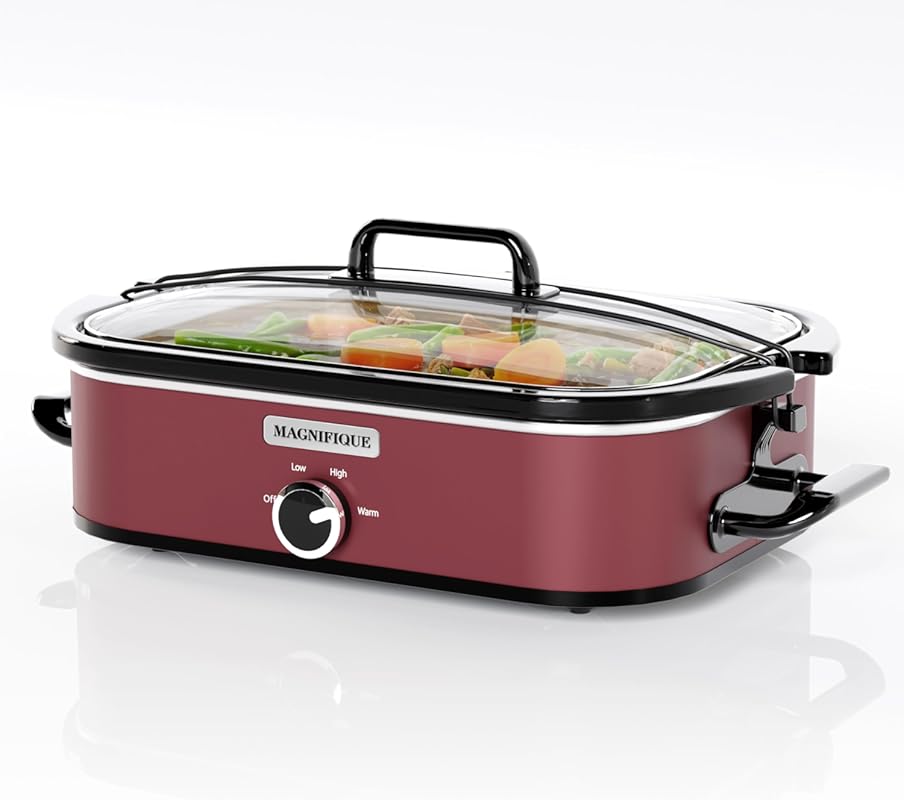 MAGNIFIQUE 4-Quart Slow Cooker with Casserole Manual Warm Setting - Pe