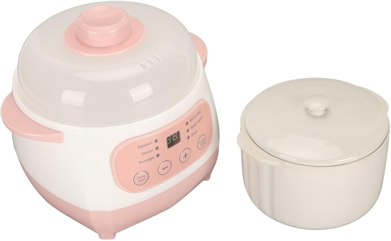 1L Smart Ceramic Mini Slow Cooker for Soup, Porridge, and Baby Food wi