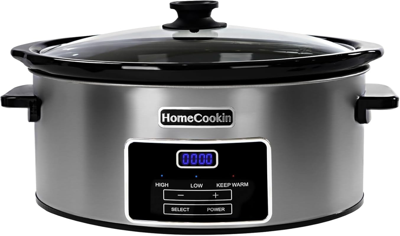 8-Quart Digital Programmable Slow Cooker with Timer and Keep Warm, Low
