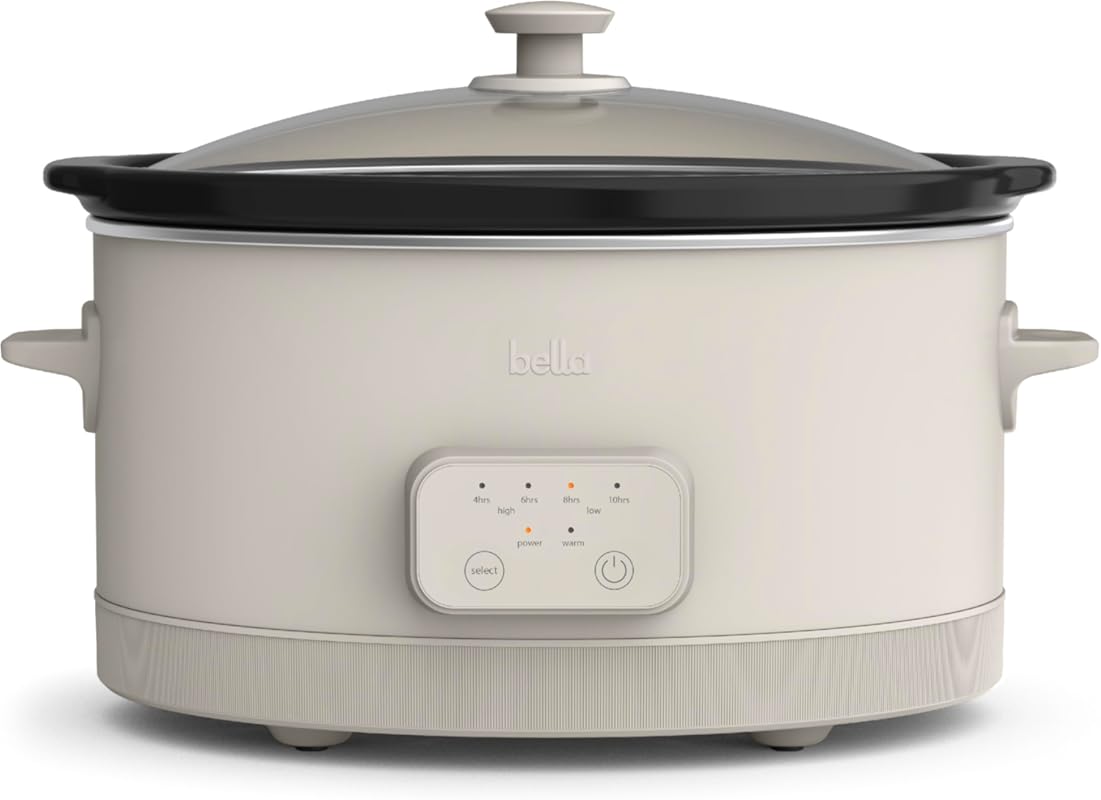 Bella 6 Quart Programmable Slow Cooker with Ceramic Nonstick Coating a