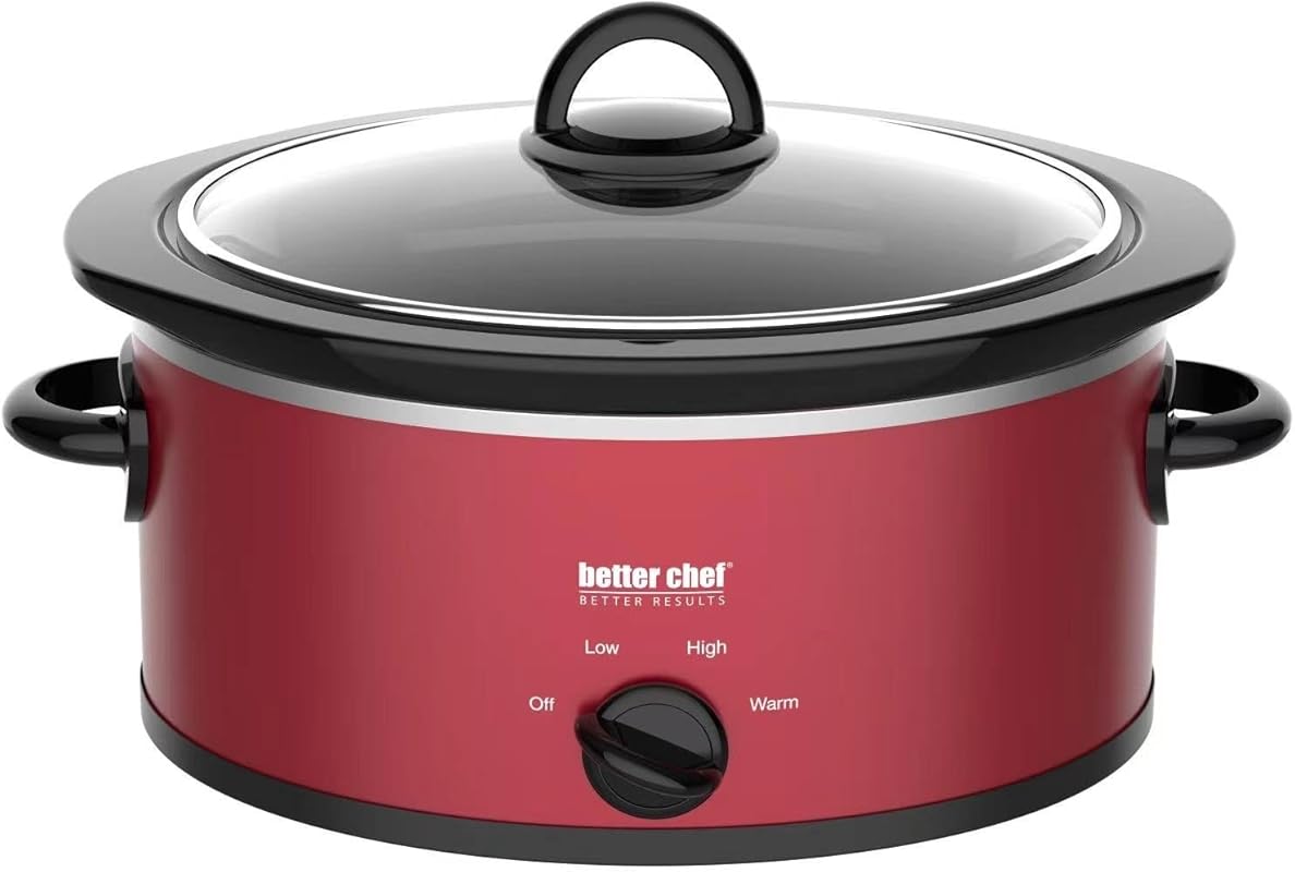 Better Chef 3-Quart Oval Slow Cooker with 3 Temp Settings, Glass Lid, 