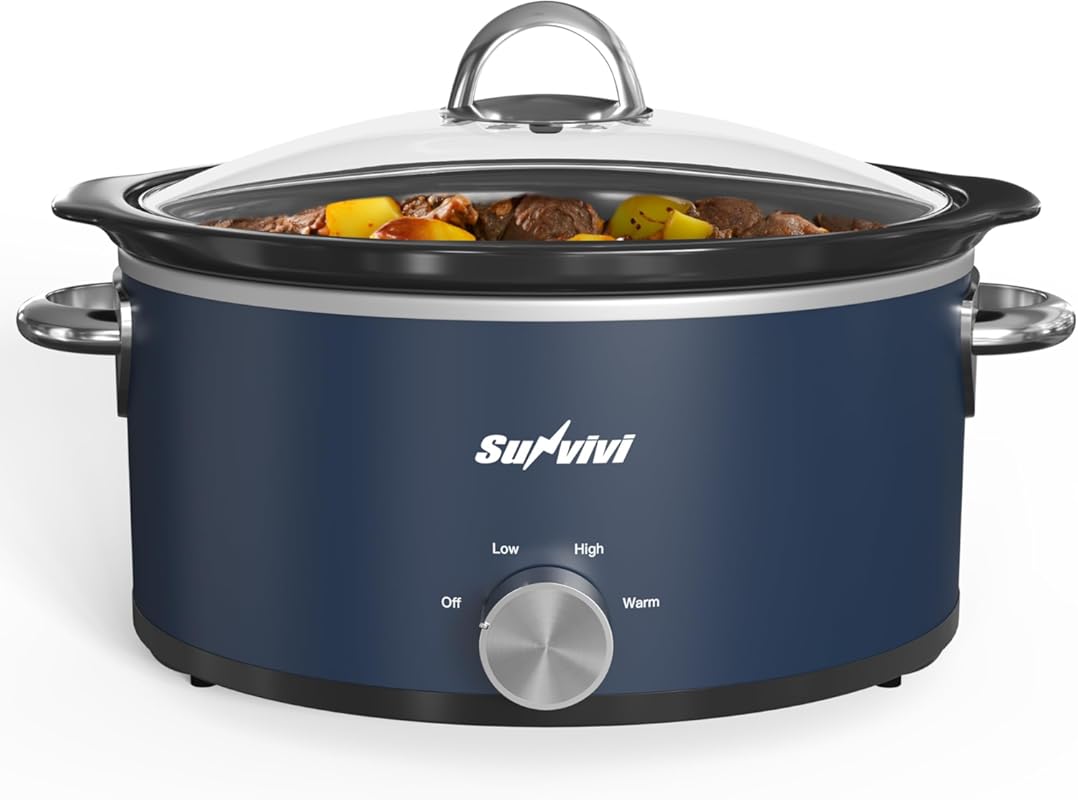 Sunvivi 3 Quart Slow Cooker & Mini Food Warmer, 3 Heat Settings, Remov
