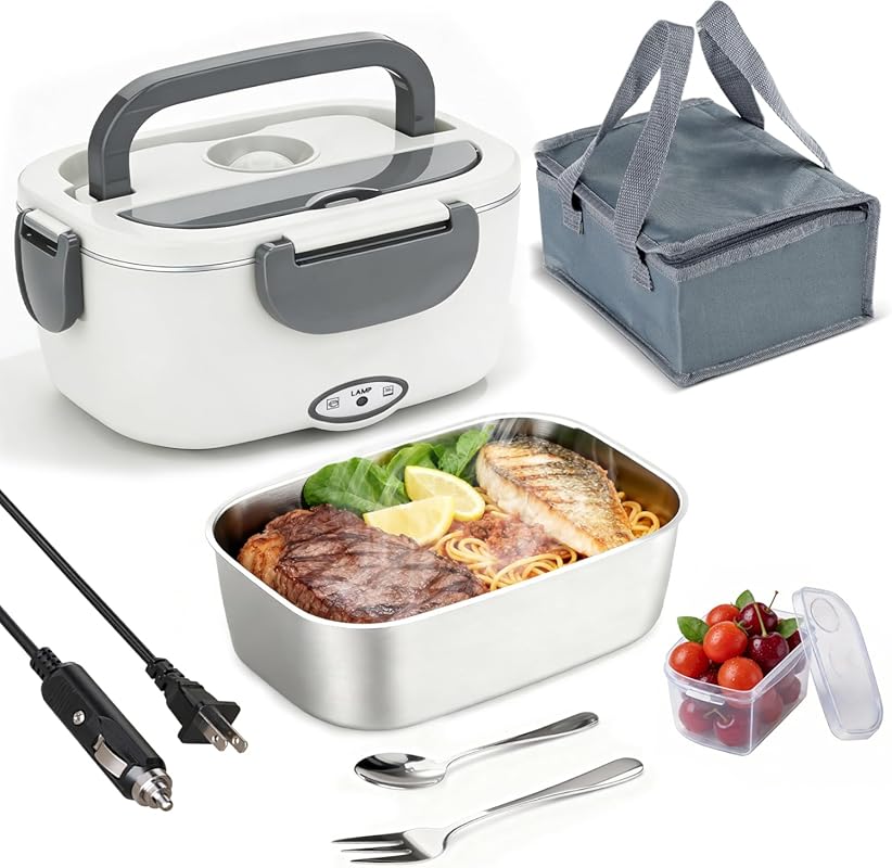Portable Electric Lunch Box Food Heater: 1.5L, Leak-Proof, 12V/24V Car