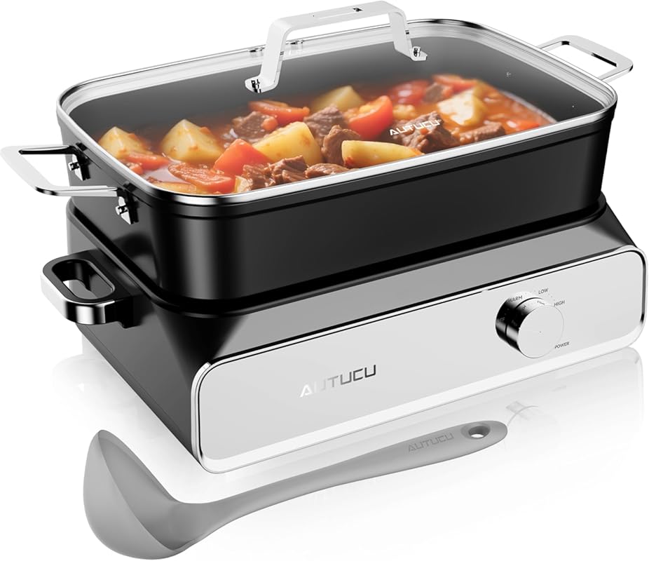 10-Quart Slow Cooker: Ceramic Coating, Oven Safe, Keep Warm for Al Pas