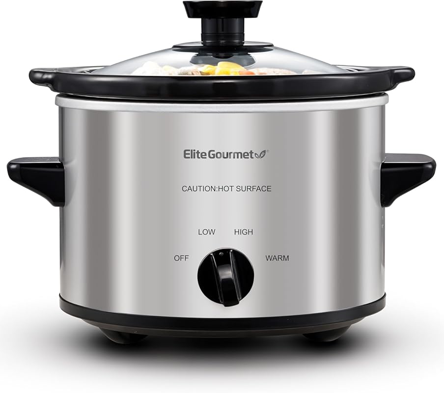 Elite Gourmet 1.5 Quart Electric Slow Cooker: Ceramic Pot for Perfect 