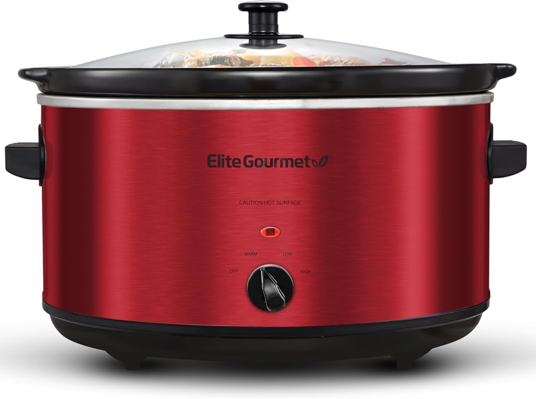 Elite Gourmet 8.5 Quart Ceramic Slow Cooker with Adjustable Temperatur