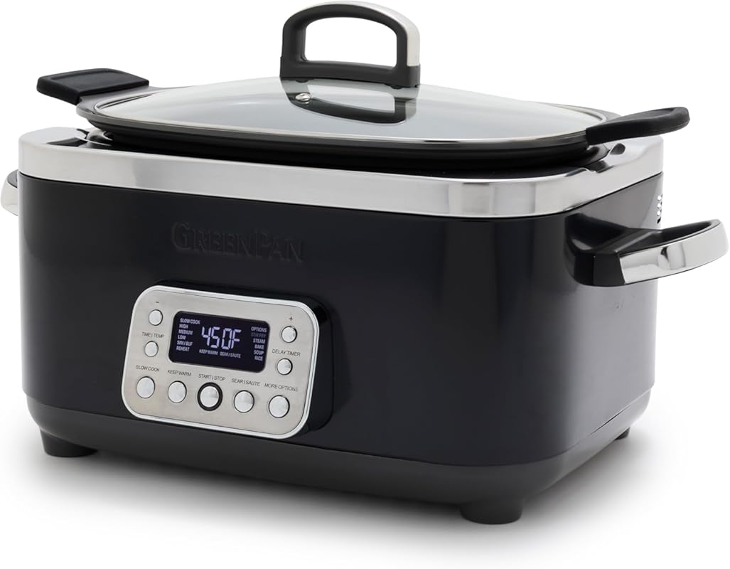 GreenPan Elite 6-Quart Electric Slow Cooker: In-Pot Browning with Nons