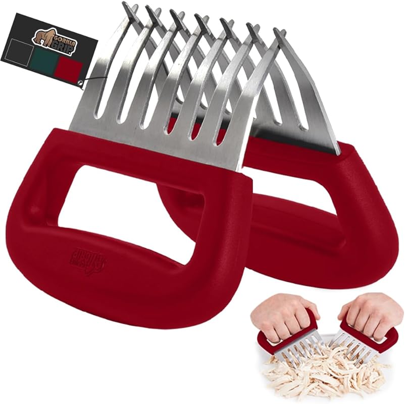 GORILLA GRIP Stainless Steel Meat Claws for Barbecue Pulled Pork, Slow