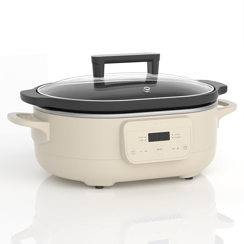 MAGNIFIQUE 6 Quart Programmable Slow Cooker with Removable Nonstick Po