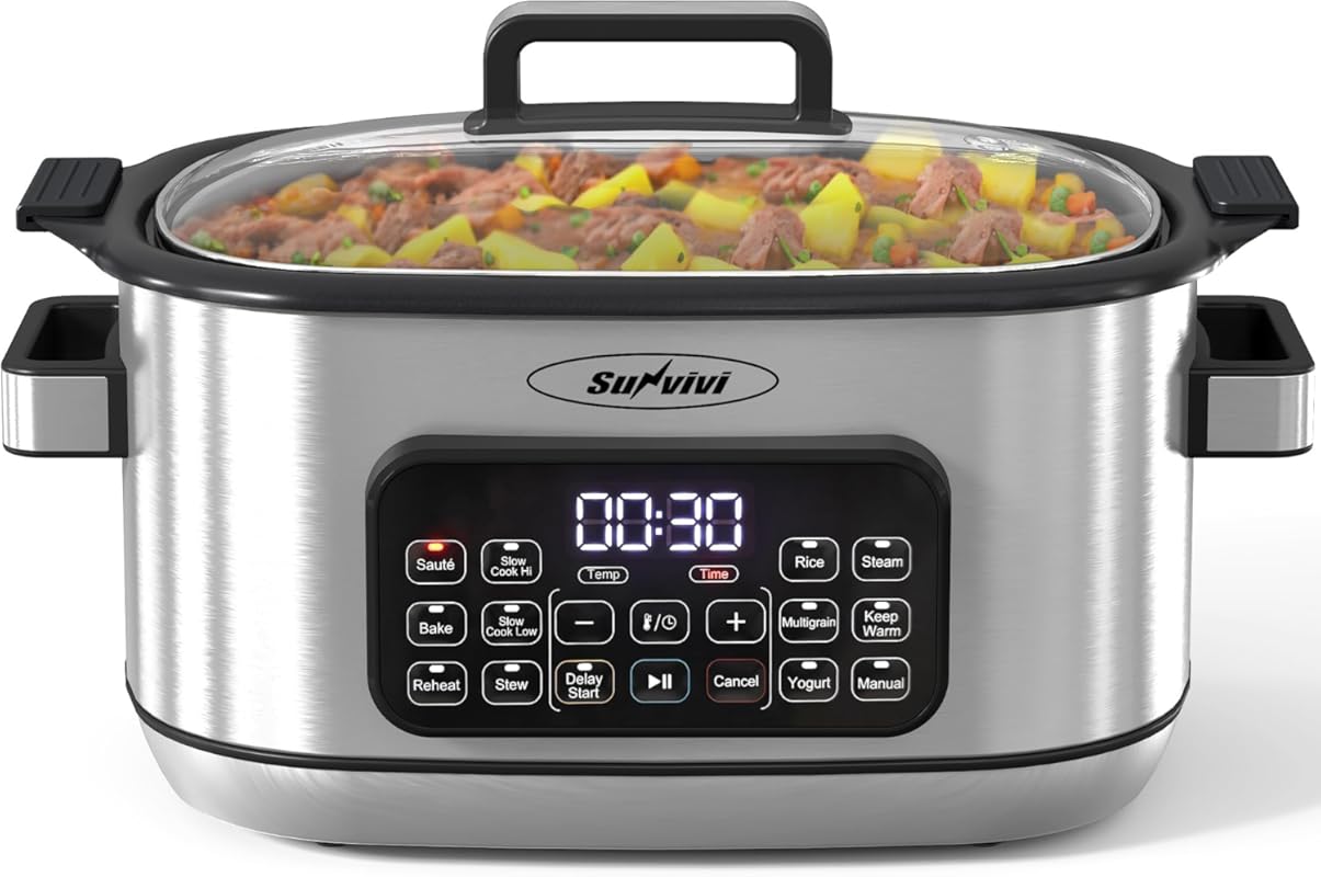 Sunvivi 6.5 Quart Programmable Slow Cooker with Timer, Temperature Con