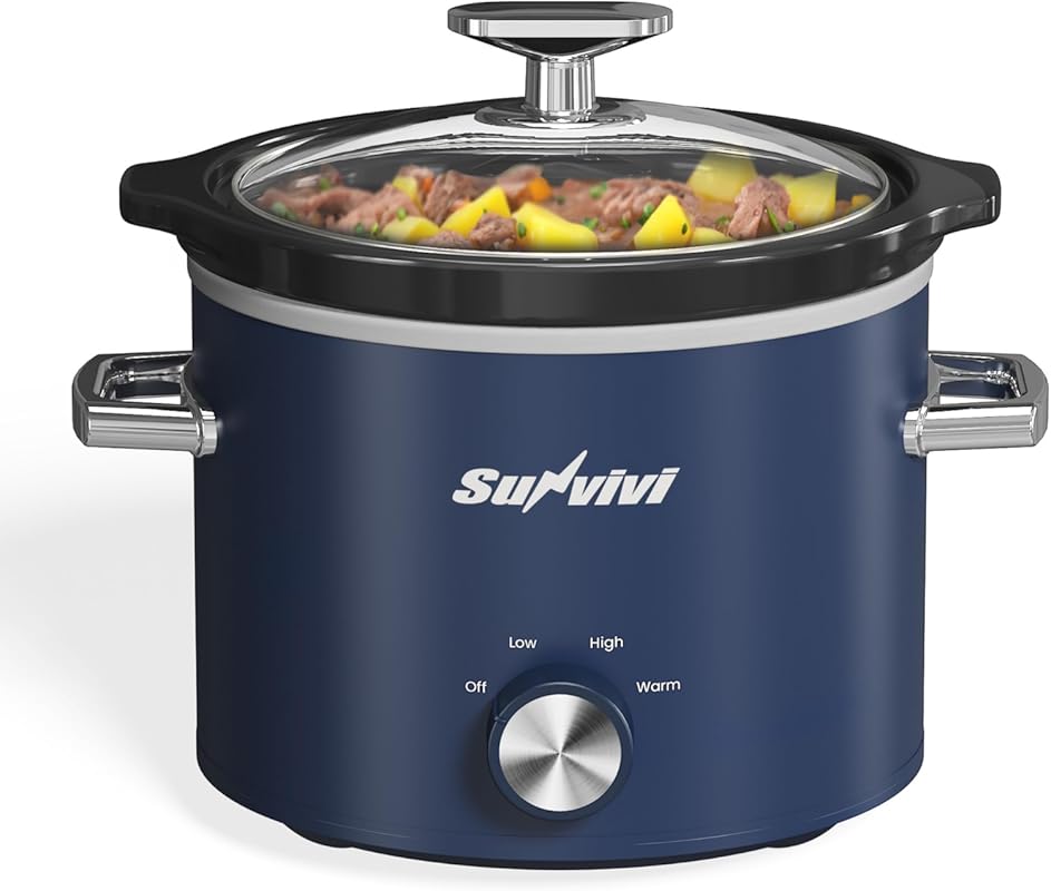 Sunvivi 2 Quart Slow Cooker, Small Slow Cooker with Removable Ceramic 
