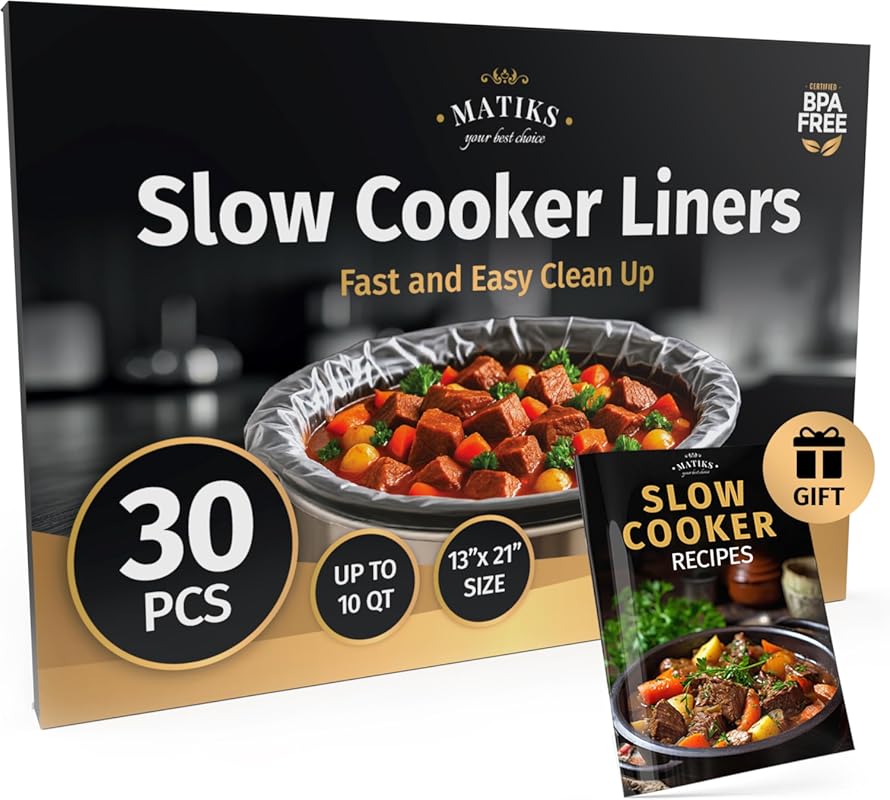 30 Pack Large BPA-Free Slow Cooker Liners for 3-8 Quart Cookers. Dispo