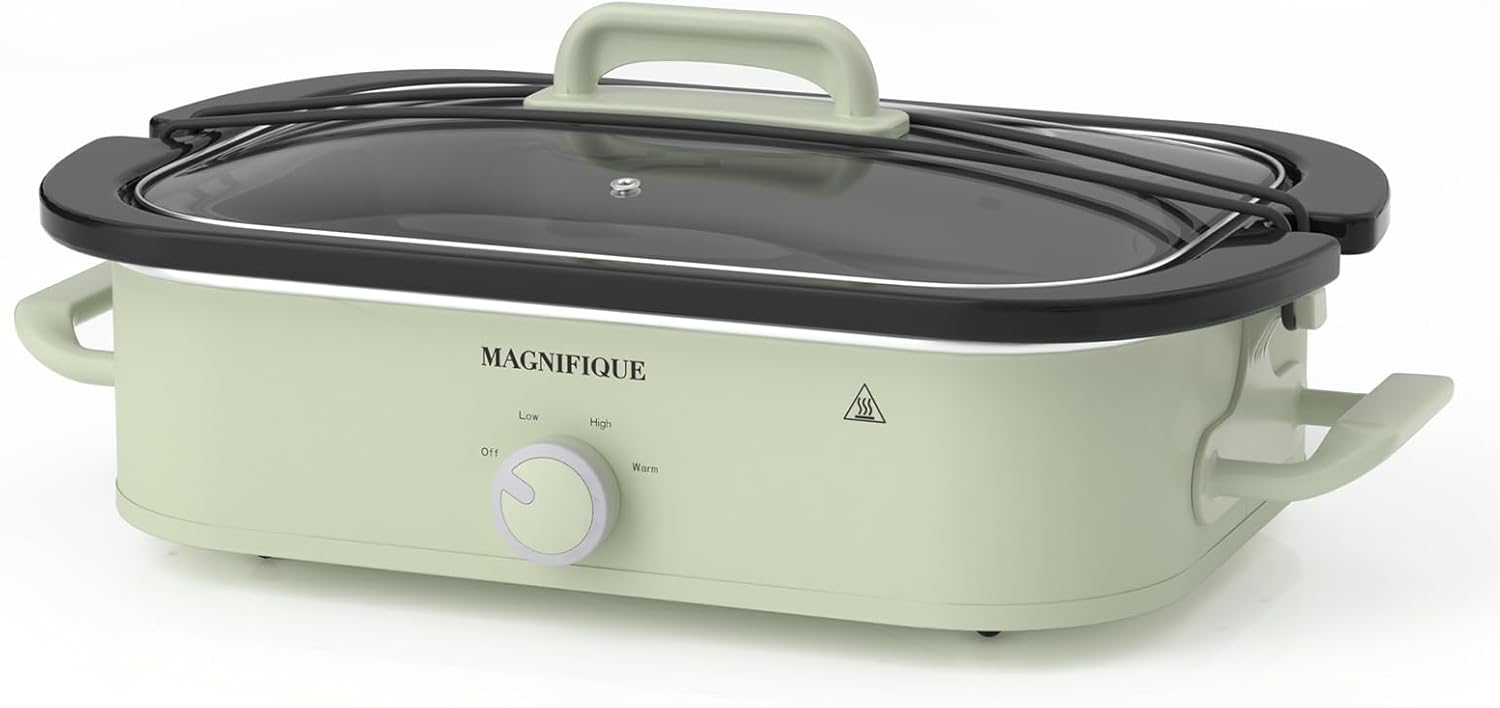 MAGNIFIQUE 4 Quart Slow Cooker with Ceramic Nonstick, Adjustable Tempe